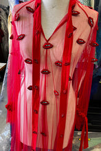 Load image into Gallery viewer, Pool Mesh Over Dress with Embroidered Signature Lips