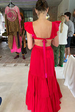 Load image into Gallery viewer, Red Long Layered Sundress
